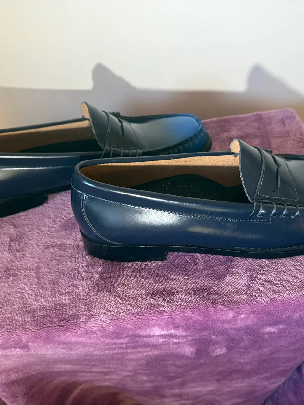 G.H. Bass & Co. Navy to Blue Gradient Leather Penny Loafers